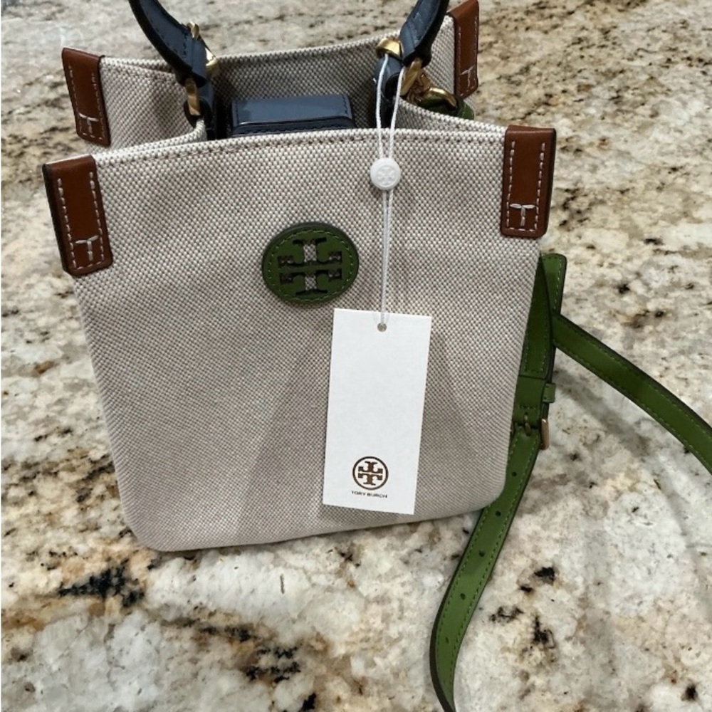 NWT! Tory Burch Blake Canvas Bucket Bag Crossbody